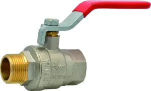 ROBINET A BOISSEAU SPHERIQUE INDUSTRIE LAITON MF POIGNEE ROUGE PN40 ACS