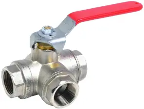 ROBINET BOISSEAU SPHERIQUE 3 VOIES LAITON AVEC LUMIERE EN T