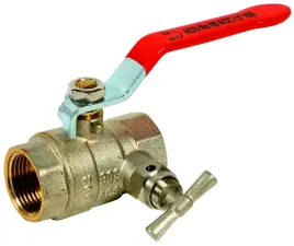ROBINET A BOISSEAU SPHERIQUE LAITON FF POIGNEE PLATE PN30 A PURGE ACS