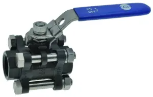 ROBINET A BOISSEAU SPHERIQUE ACIER 3 PIECES A SOUDER SW POIGNEE BLEUE CADENASSABLE PN63 DESP