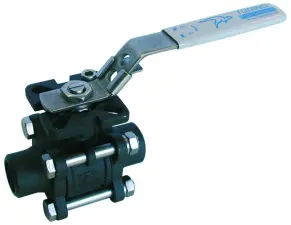 ROBINET A BOISSEAU SPHERIQUE ACIER 3 PIECES MOTORISABLE A SOUDER BW POIGNEE CADENASSABLE PN64 DESP ATEX