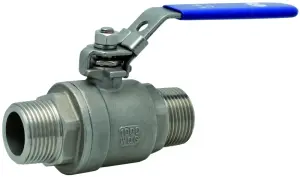 ROBINET A BOISSEAU SPHERIQUE MONOBLOC INOX 316 MALE/MALE POIGNEE BLEUE CADENASSABLE PN63