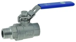 ROBINET A BOISSEAU SPHERIQUE MONOBLOC INOX 316 MALE/FEMELLE POIGNEE BLEUE CADENASSABLE PN63