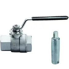ROBINET A BOISSEAU SPHERIQUE MONOBLOC INOX 316 MOTORISABLE TARAUDE COL ALLONGE PN100 DVGW TUV SUN EFFEBI