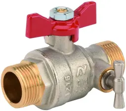 ROBINET A BOISSEAU SPHERIQUE LAITON MALE/MALE MANETTE PAPILLON PN25 A PURGE ACS