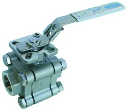 ROBINET A BOISSEAU SPHERIQUE INOX 316 3 PIECES MOTORISABLE TARAUDE POIGNEE BLEUE CADENASSABLE PN137 DESP ATEX