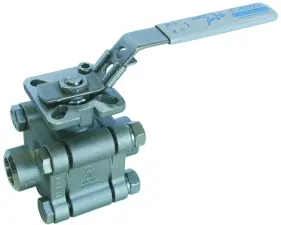 ROBINET A BOISSEAU SPHERIQUE INOX 316 3 PIECES MOTORISABLE A SOUDER BW POIGNEE BLEUE CADENASSABLE PN137 DESP ATEX