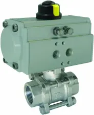 ROBINET A BOISSEAU SPHERIQUE INOX 316 3 PIECES ACTIONNEUR DOUBLE EFFET PNEUMATIQUE PN63 DESP ATEX