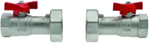 KIT ROBINETS A BOISSEAU SPHERIQUE LAITON A CLAPET FEMELLE/ECROU TOURNANT PN10 POUR CIRCULATEUR