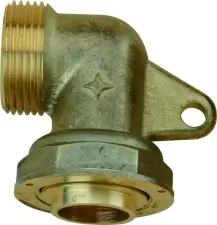 RACCORD GAZ COMPTEUR LAITON A PATTE COUDE A VISSER A JOINT PLAT COMPTEUR NF
