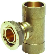 TE DROIT LAITON POUR COLONNE MONTANTE A SOUDER ET JOINT PLAT COMPTEUR NF