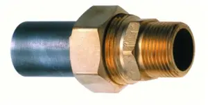 RACCORD GAZ 3 PIECES A SOUDER ACIER ET A VISSER LAITON MALE NF