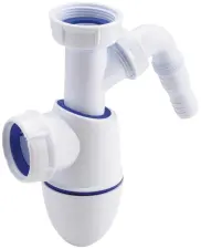 SIPHON EVIER BI-MATIERE BLANC HAUTEUR REGLABLE ET PRISE MACHINE A LAVER NF NICOLL 224360