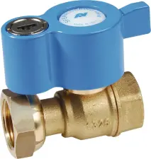 ROBINET DE COMPTEUR A BOISSEAU SPHERIQUE LAITON DROIT FEMELLE FEMELLE A POIGNEE CADENASSABLE ACS