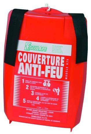 COUVERTURE ANTI-FEU INCENDIE EN FIBRE DE VERRE EN COFFRET DE FIXATION