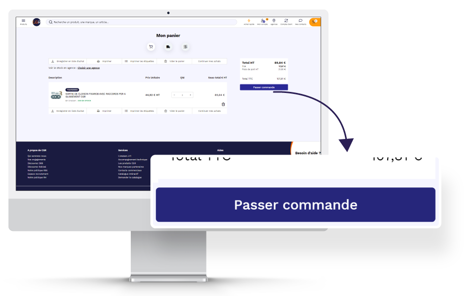 Commande sur le site cgr-robinetterie.fr