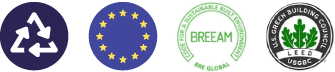 Logos recyclage fabrication européenne standard BREEAM