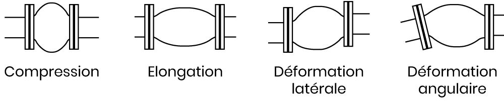 Schéma des différents types de mouvements de tuyauterie