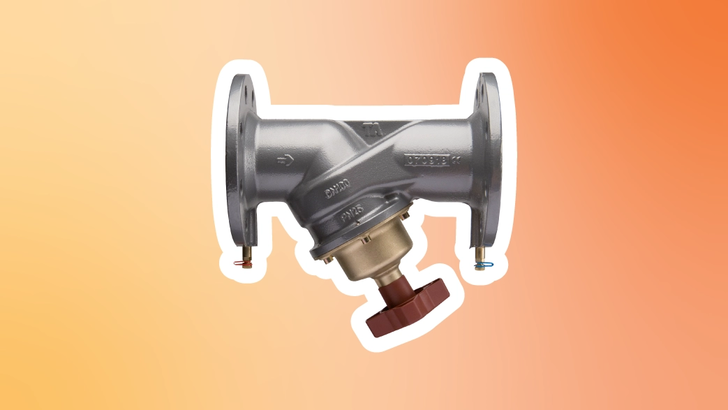 Image d'un robinet d'équilibrage à brides sur un fond dégradé