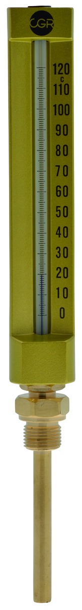 Thermomètre coudé boîtier aluminium pour chauffage - 63 mm